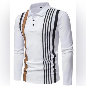 Men’s Striped Print Polo Shirt *NEW*